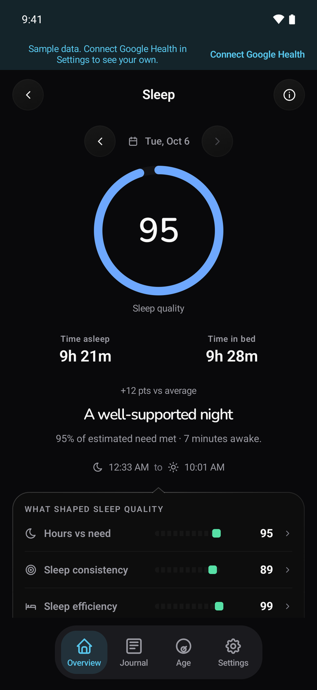 Baro sleep screen on Android